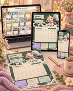 Free 2027 kids zodiac calendar shown on a laptop, iPad, smartphone and printed A4 page