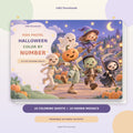 Kids Pastel Halloween Color by Number printable activity book cover with cute Halloween characters