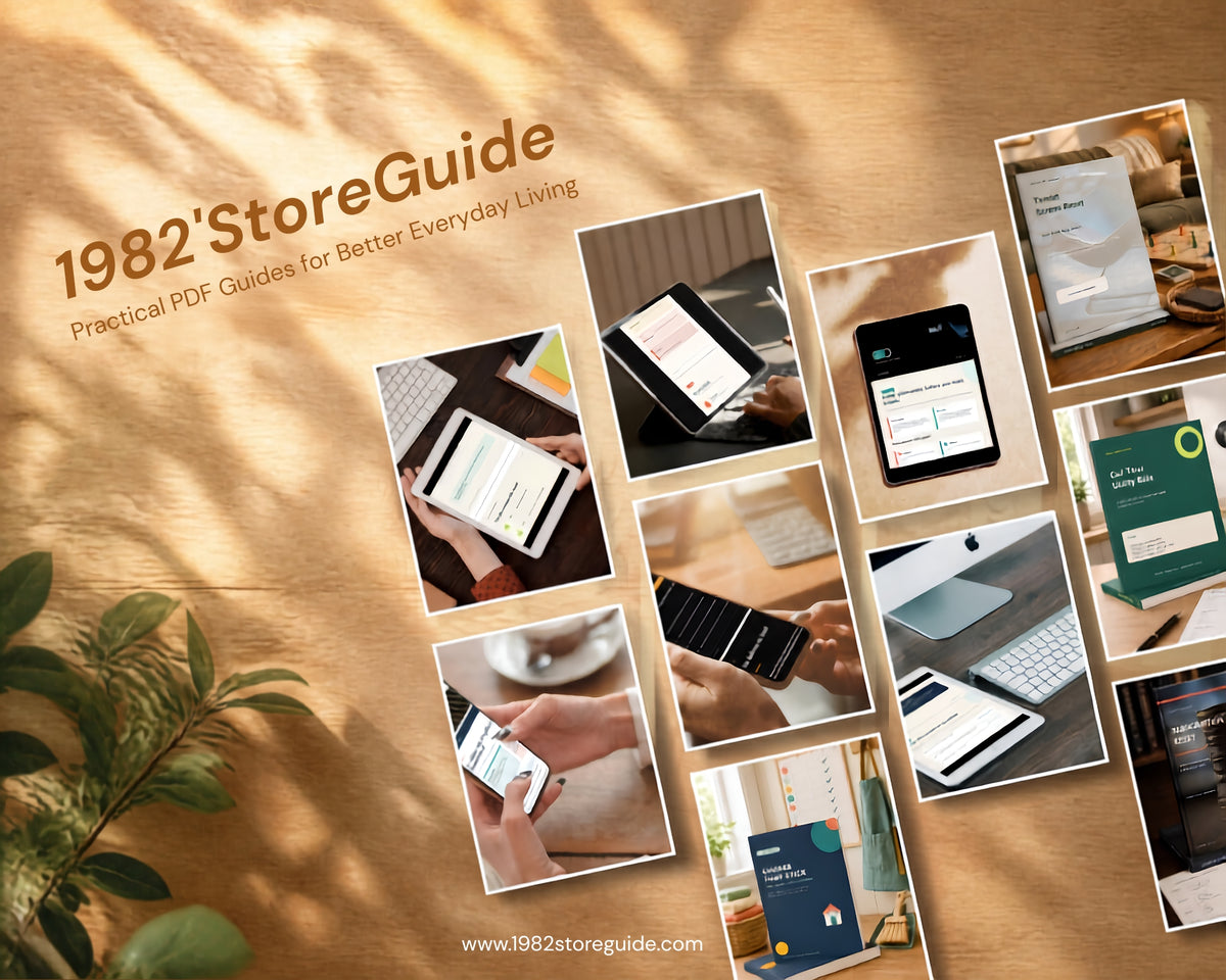 1982 StoreGuide printable PDF guides and workbooks displayed on digital devices