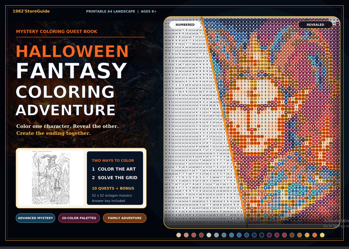 Halloween Fantasy Mystery Coloring Adventure | Printable Family Quest Book