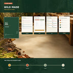 Wild Made nature art guide preview showing the real cover and interior pages for responsible gathering, material safety, a pocket field kit, and a 20-minute field-to-studio creative ritual.